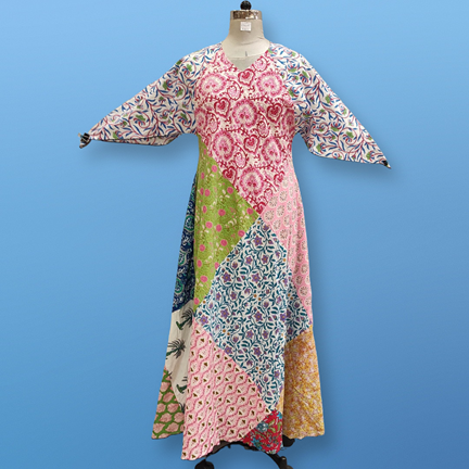 S/M Sakina Multi Printed Cotton Dress 57&quot; Long Jalabiya