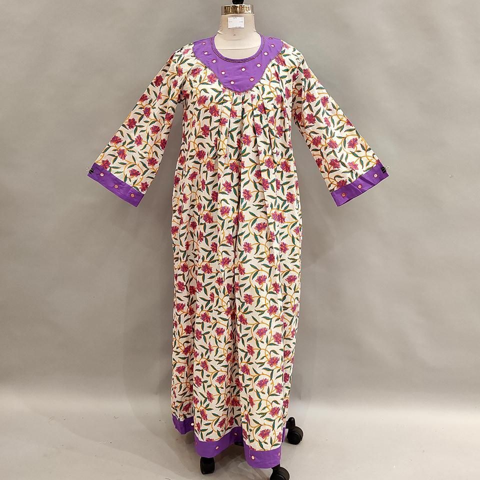 S/M Lara Printed Cotton Dress 57&quot; Long Jalabiya