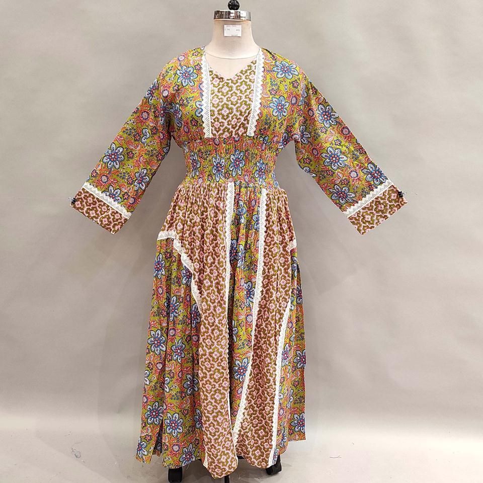 2XL/3XL Yara Printed Cotton Dress 56&quot; Long Jalabiya