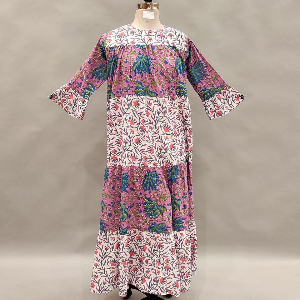 12-13 Year Moon Printed Cotton Girls Dress 52&quot;Long Jalabiya