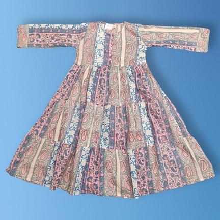 4-5 Year Abiya Printed Cotton Girls Dress 34&quot; Long Jalabiya