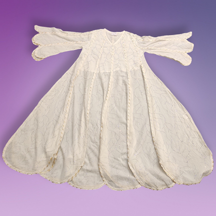 10-11 Year Meher Crystal White Cotton Girls Dress 45&quot; Long Jalabiya