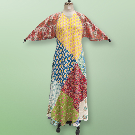 S/M Sakina Multi Printed Cotton Dress 56&quot; Long Jalabiya