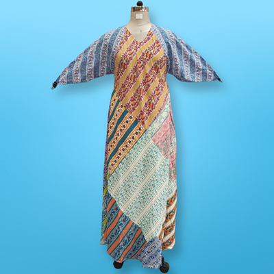 S/M Sakina Multi Printed Cotton Dress 56&quot; Long Jalabiya