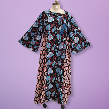 2XL/3XL Cindrella Printed Cotton Dress 57&quot; Long Jalabiya