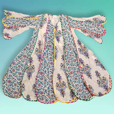 4-5 Year Meher Crystal Multi Printed Cotton Girls Dress 34&quot; Long Jalabiya