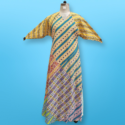 S/M Sakina Multi Printed Cotton Dress 57&quot; Long Jalabiya