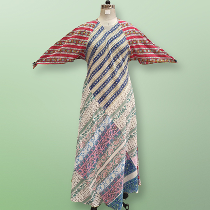 S/M Sakina Multi Printed Cotton Dress 56&quot; Long Jalabiya