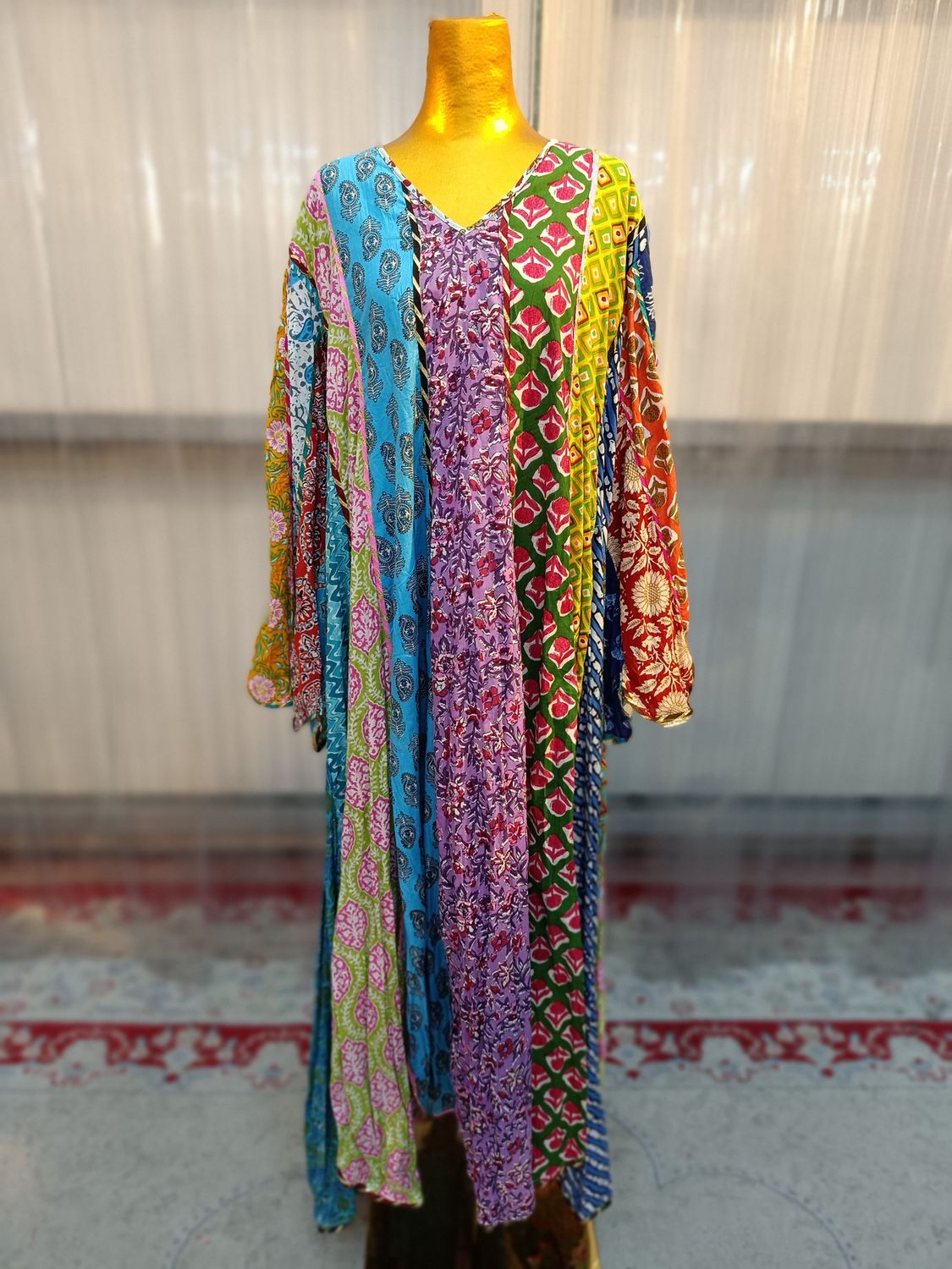 2XL/3XL Meher Multi Printed Cotton Dress 57&quot; Long Jalabiya