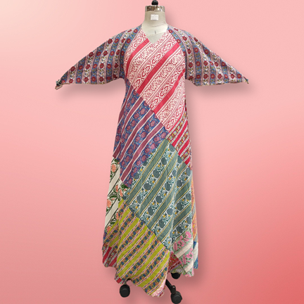 S/M Sakina Multi Printed Cotton Dress 56&quot; Long Jalabiya