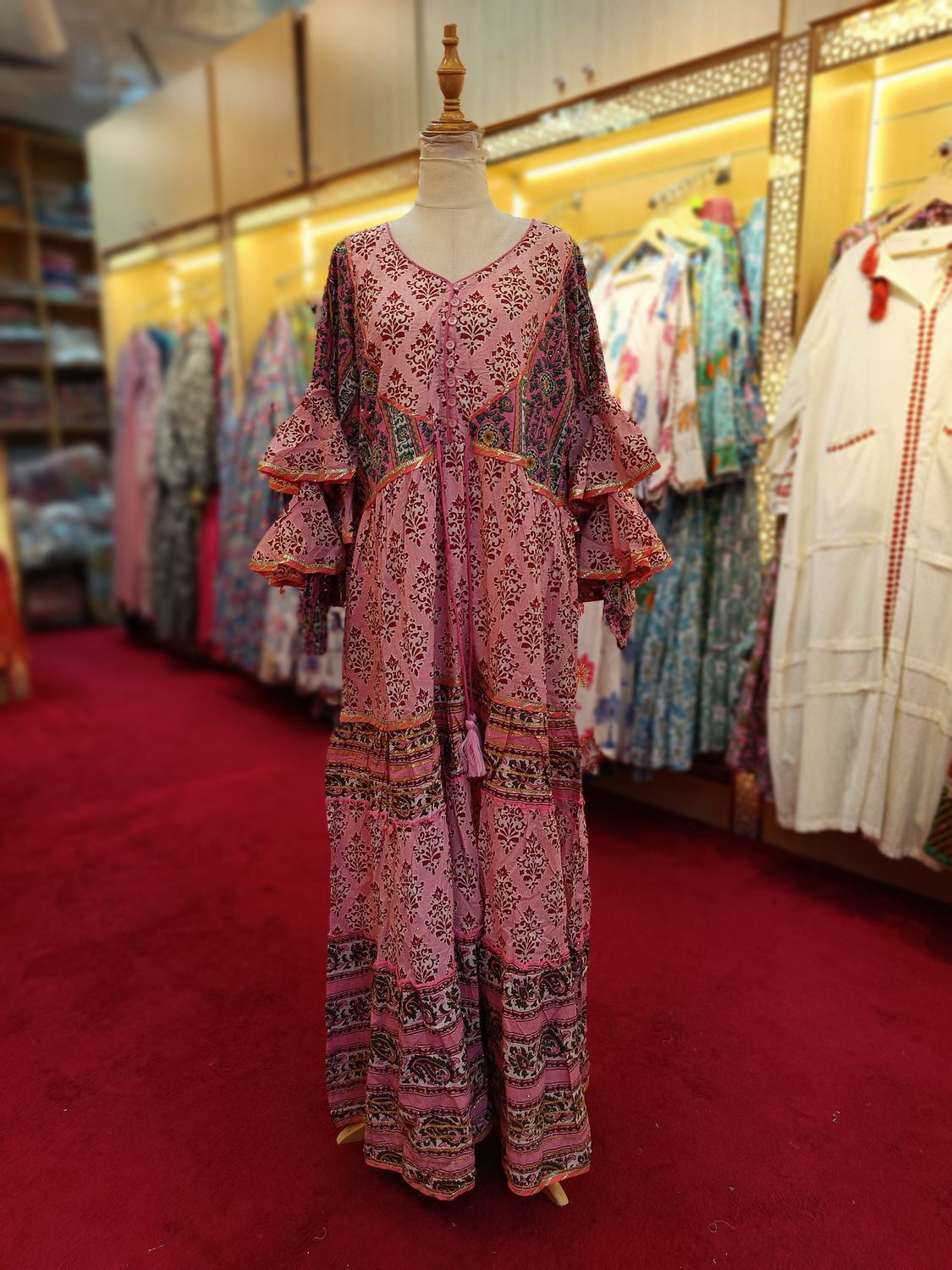 L/XL Adeeba Crystal Cotton Dress 57&quot; Long Jalabiya