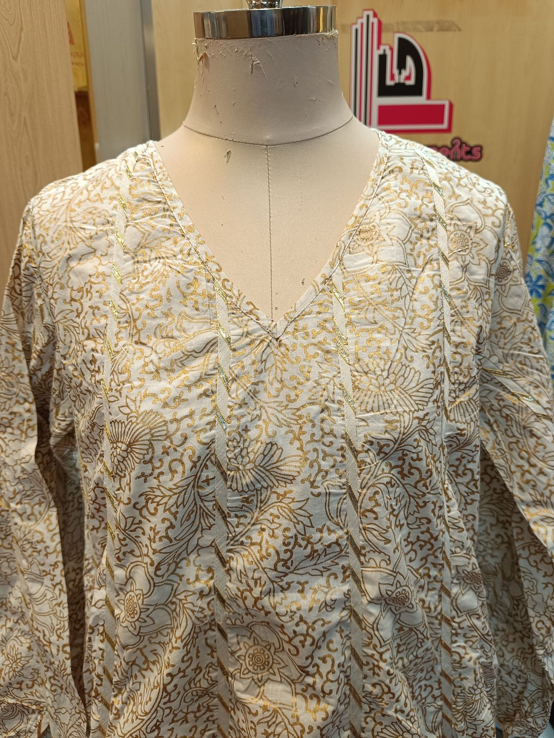 S/M Meher Multi Printed Cotton Dress 56&quot; Long Jalabiya