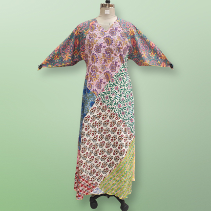 S/M Sakina Multi Printed Cotton Dress 56&quot; Long Jalabiya
