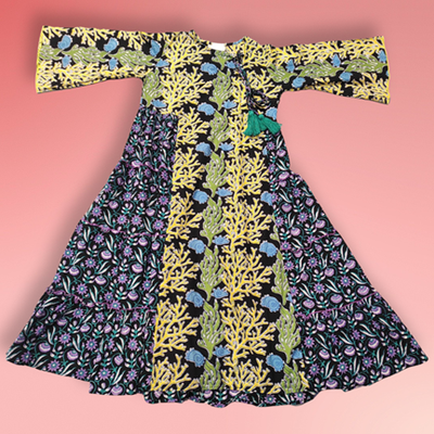 6-7 Year Cindrella Printed Cotton Girls Dress 38&quot; Long Jalabiya