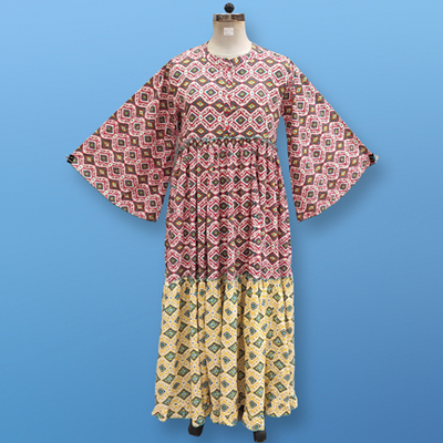 L/XL Aaniya Printed Cotton Dress 57&quot; Long Jalabiya