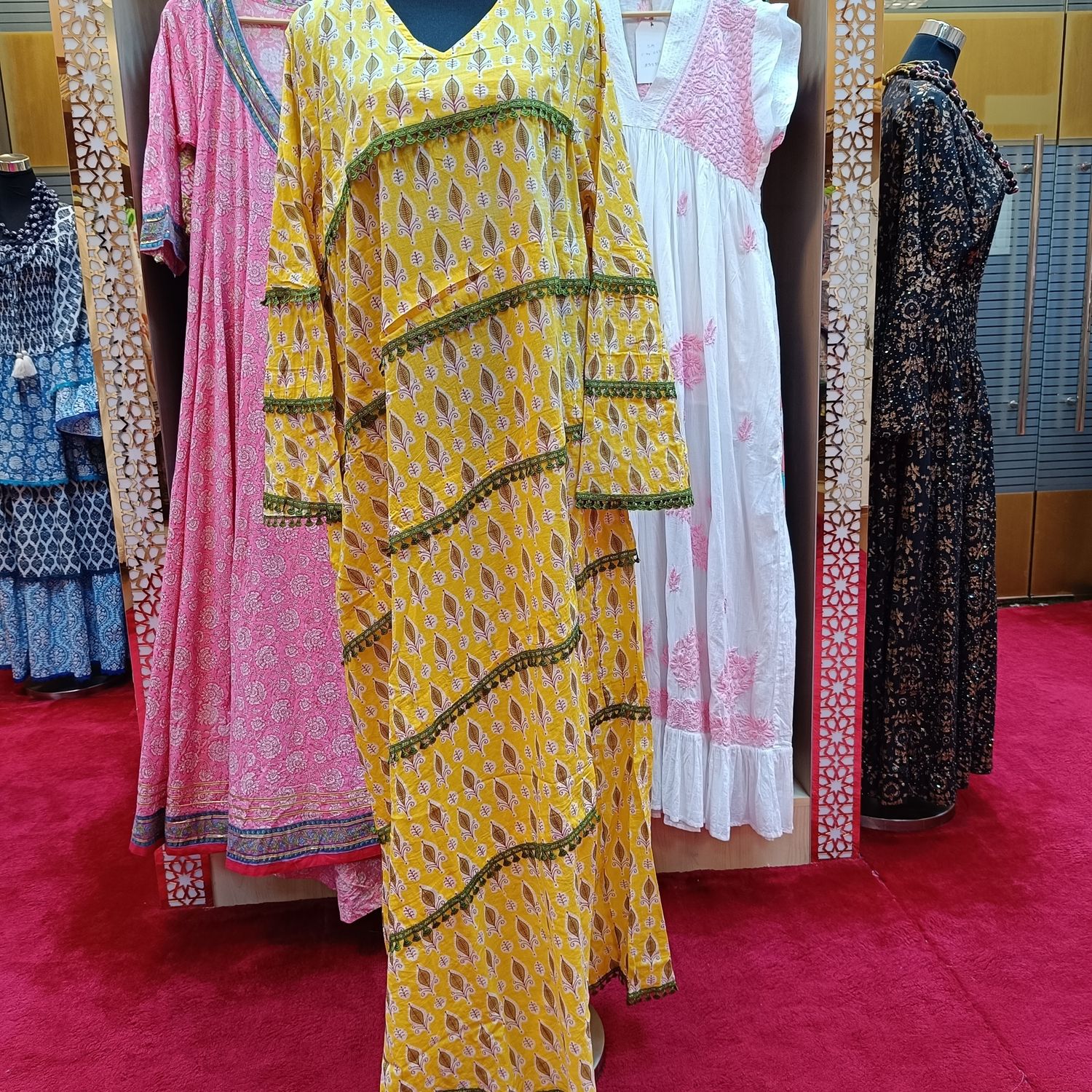 L/XL Mazna Printed Cotton Dress 57&quot; Long Jalabiya