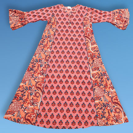 12-13 Year Marry Printed Cotton Girls Dress 51&quot; Long Jalabiya