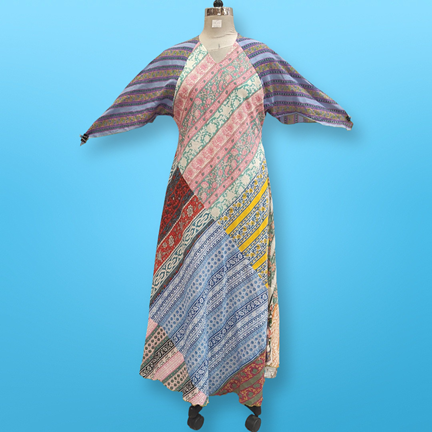 S/M Sakina Multi Printed Cotton Dress 57&quot; Long Jalabiya