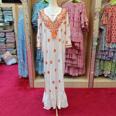 L/XL Special Embroidery Printed Cotton  Dress 57&quot; Long Jalabiya