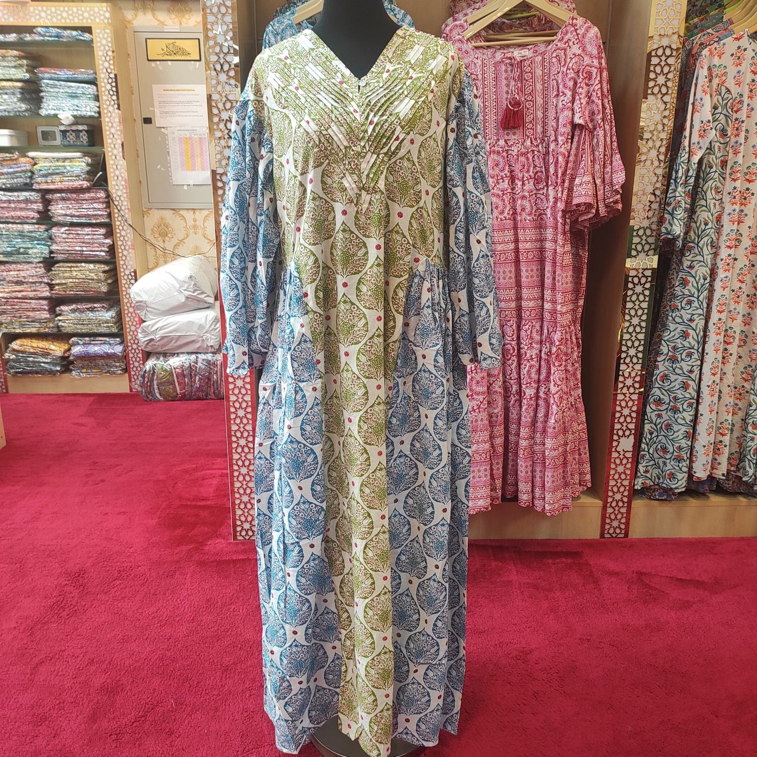 L/XL Zaheera Printed Cotton Dress 57&#39;&#39; Long Jalabiya