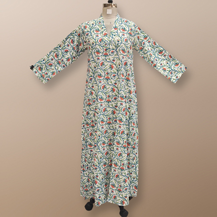 L/XL Teena Crystal Printed Cotton Dress 57&quot; Long Jalabiya
