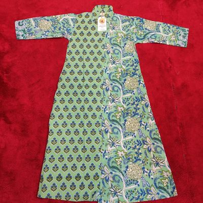 10-11 Year Singapore Printed Cotton Girls Dress 46&quot; Long Jalabiya