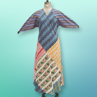 S/M Sakina Multi Printed Cotton Dress 57&quot; Long Jalabiya