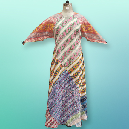 S/M Sakina Multi Printed Cotton Dress 57&quot; Long Jalabiya