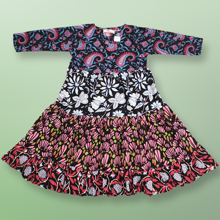 2-3 Year Special Printed Cotton Girls Dress 30&quot; Long Jalabiya