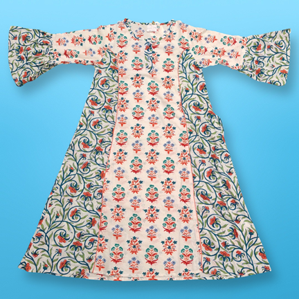 8-9 Year Marry Printed Cotton Girls Dress 41&quot; Long Jalabiya