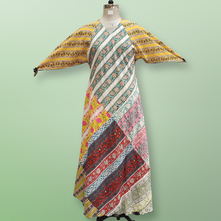 S/M Sakina Multi Printed Cotton Dress 56&quot; Long Jalabiya