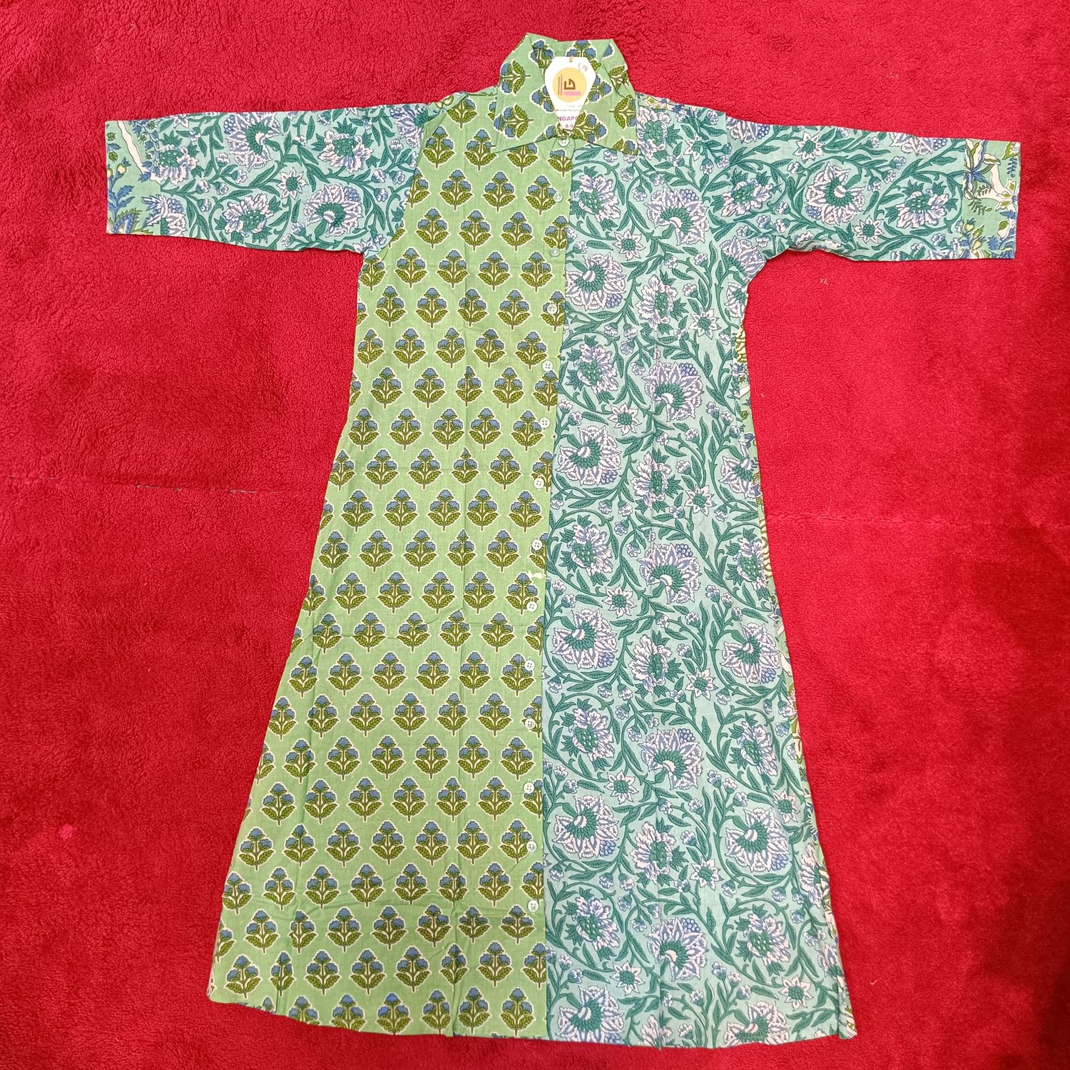 8-9 Year Singapore Printed Cotton Girls Dress 42&quot; Long Jalabiya