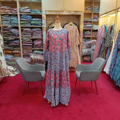 S/M Moon Printed Cotton Dress 57&quot; Long Jalabiya