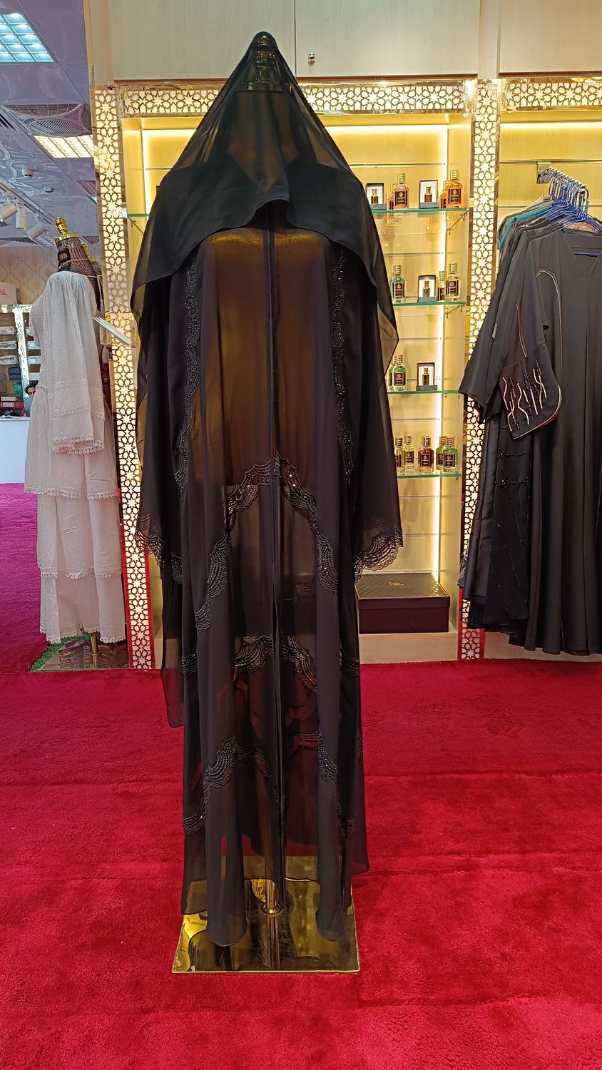 M Black Abaya Crystal length 56&quot;inch