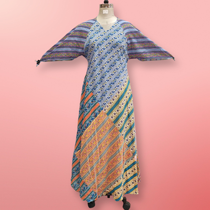 S/M Sakina Multi Printed Cotton Dress 56&quot; Long Jalabiya