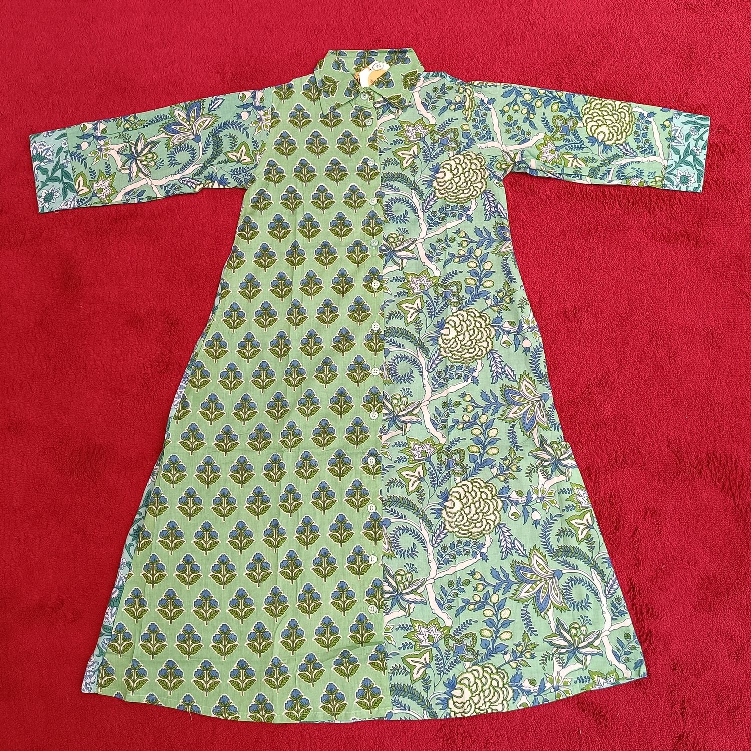 6-7 Year Singapore Printed Cotton Girls Dress 38&quot; Long Jalabiya