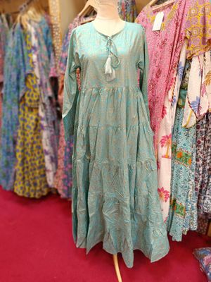 L/XL Razia Printed Cotton Dress 57&quot;Long Jalabiya