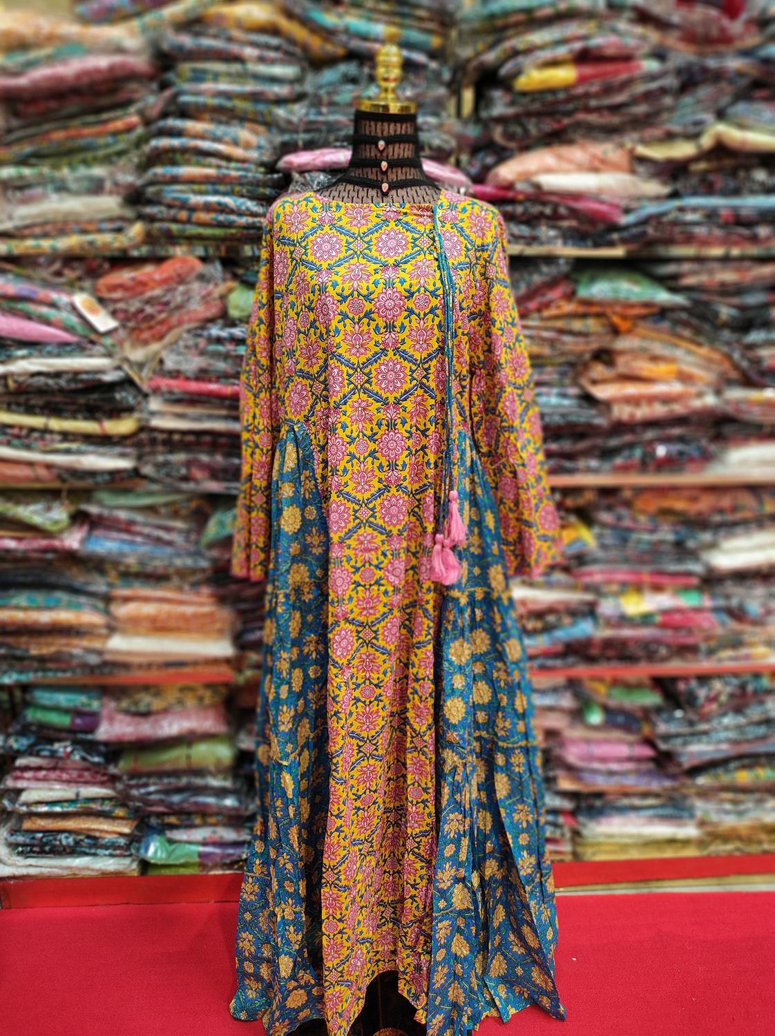 L/XL Cindrella Printed Cotton Dress 57&quot; Long Jalabiya