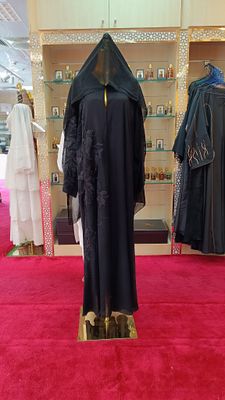 M Black Abaya Crystal Embroidery length 56&quot;inch