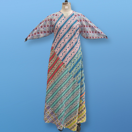 S/M Sakina Multi Printed Cotton Dress 57&quot; Long Jalabiya