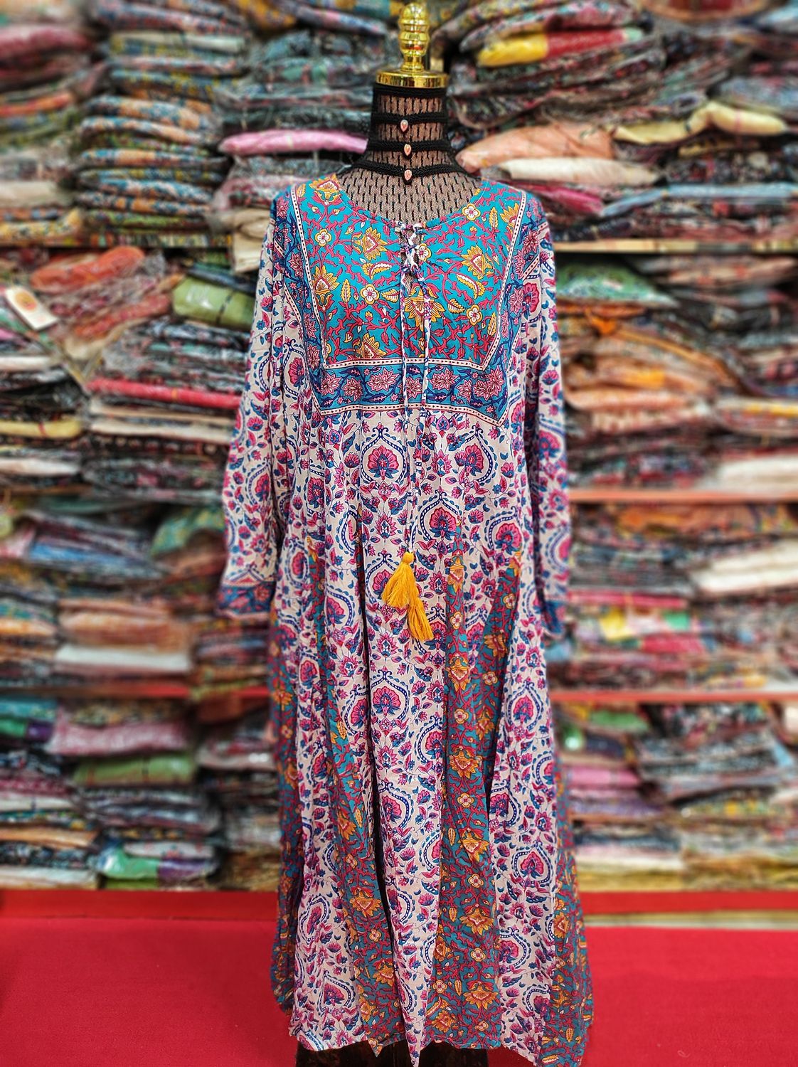2XL/3XL Anaya Printed Cotton Dress 57&quot;Long Jalabiya
