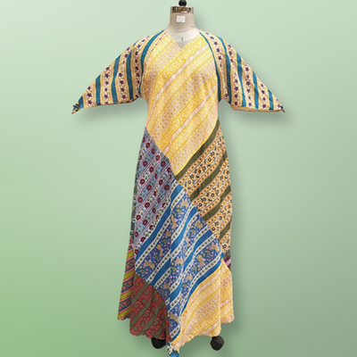 S/M Sakina Multi Printed Cotton Dress 56&quot; Long Jalabiya