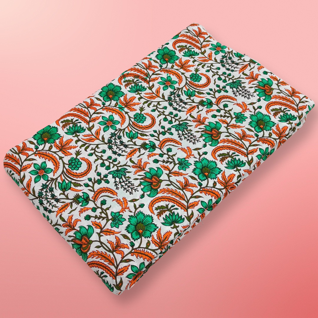 4 Meter Cotton Hand Printed Fabric