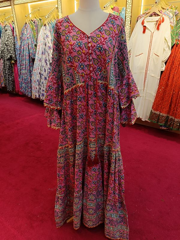 L/XL Adeeba Crystal Cotton Dress 57&quot; Long Jalabiya