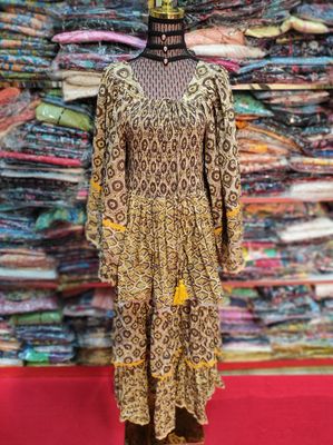 L/XL Rahima Printed Cotton Dress 57&quot; Long Jalabiya