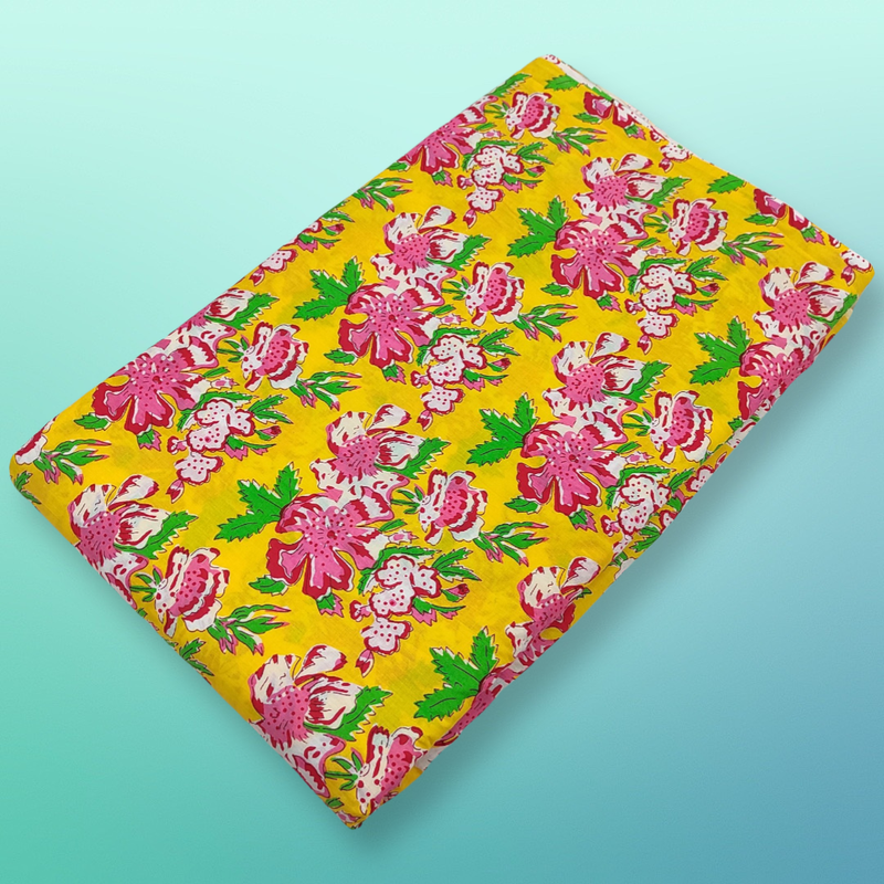4 Meter Cotton Hand Printed Fabric