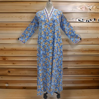 S/M Teena Printed Cotton Dress 57&quot; Long Jalabiya