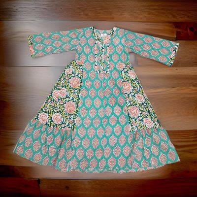 1-2 Year Tulip Printed Cotton Dress 26&quot; Long Jalabiya