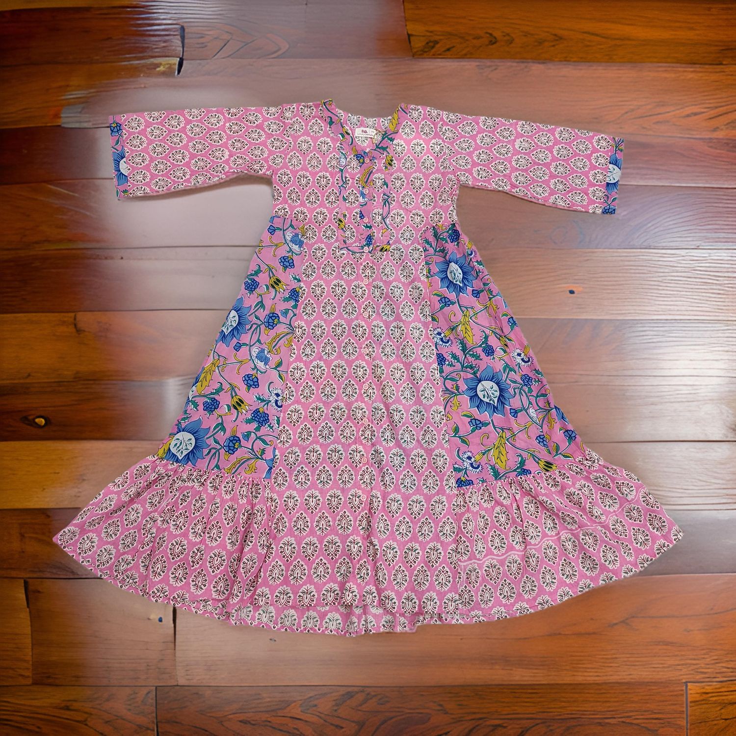 1-2 Year Tulip Printed Cotton Dress 26&quot; Long Jalabiya