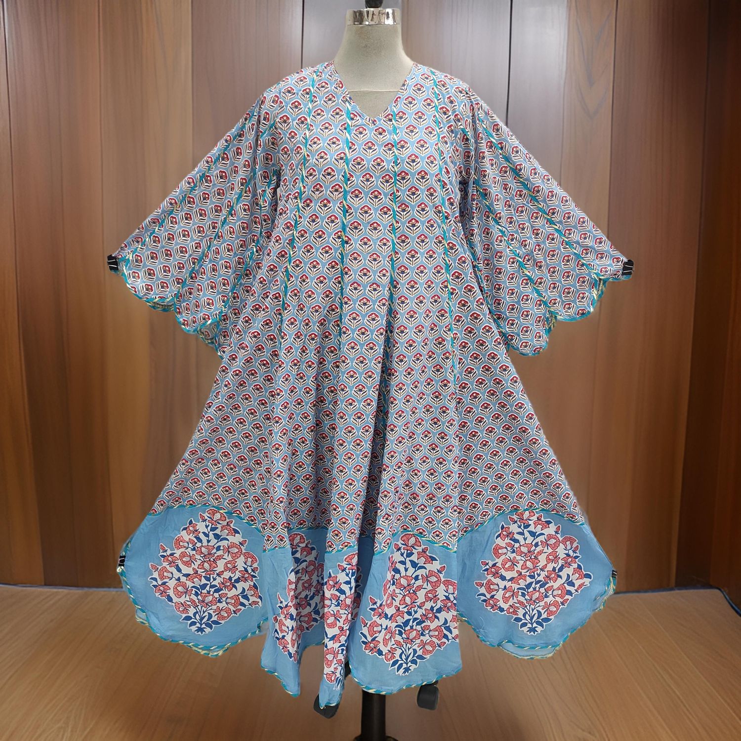 L/XL Meher Printed Cotton Dress 57&quot; Long Jalabiya